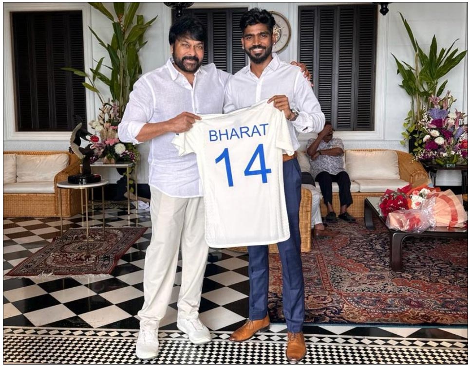 Indian Cricketer KS Bharat Meets Padma Vibhushan Chiranjeevi