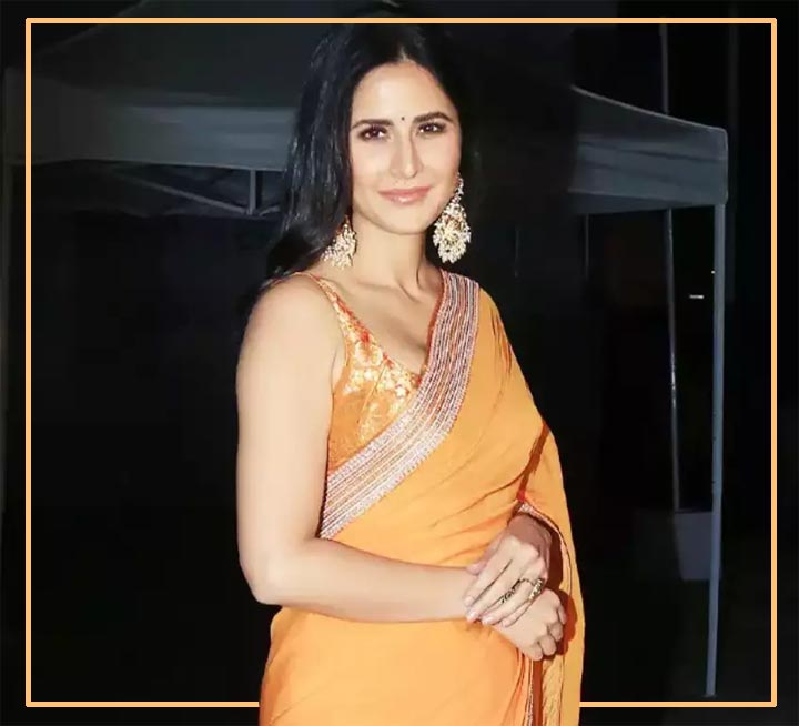 Katrina looked stunning in a vibrant orange saree