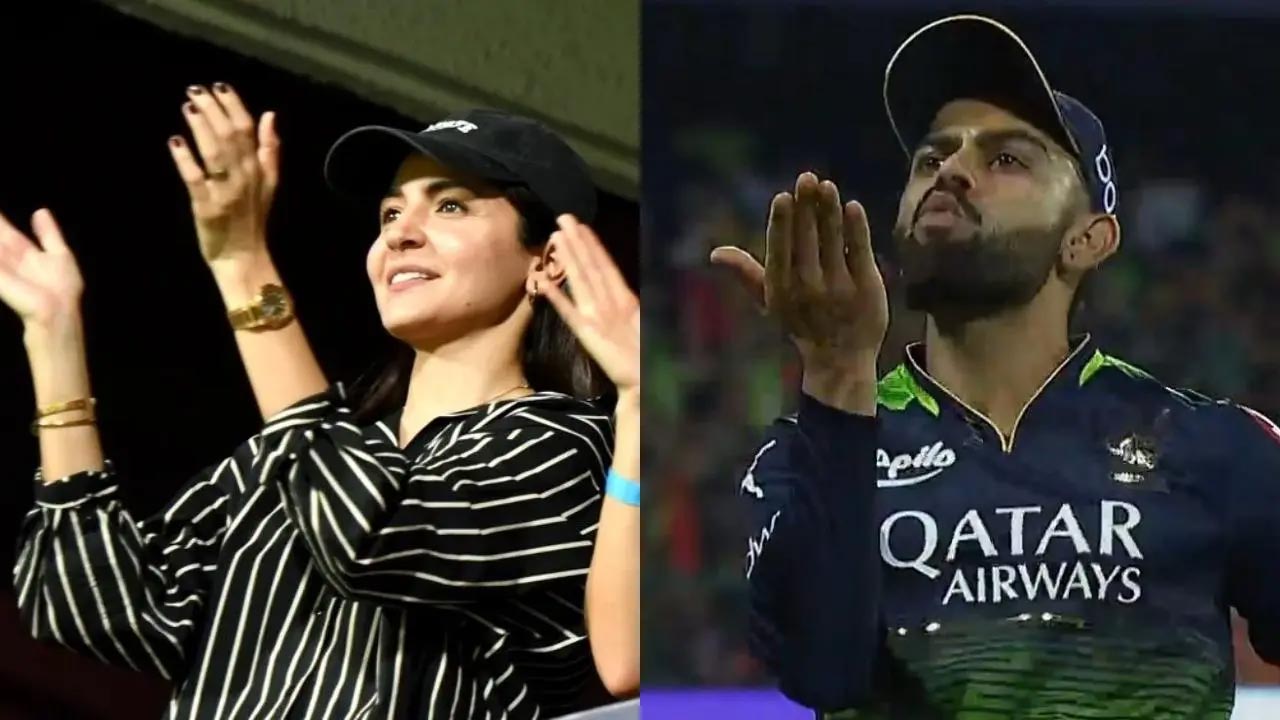 Kohli blows kisses as Anushka blushes