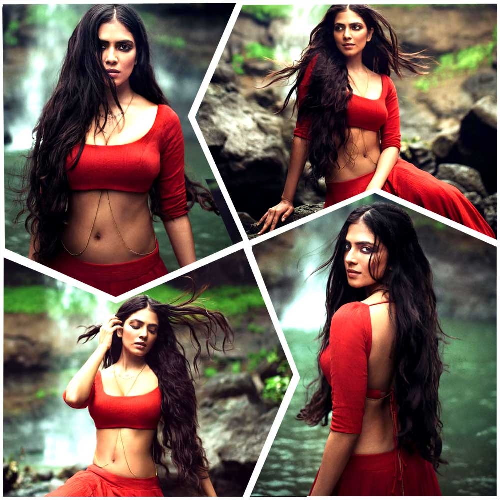 Malavika Mohanan goes wild in red at waterfalls