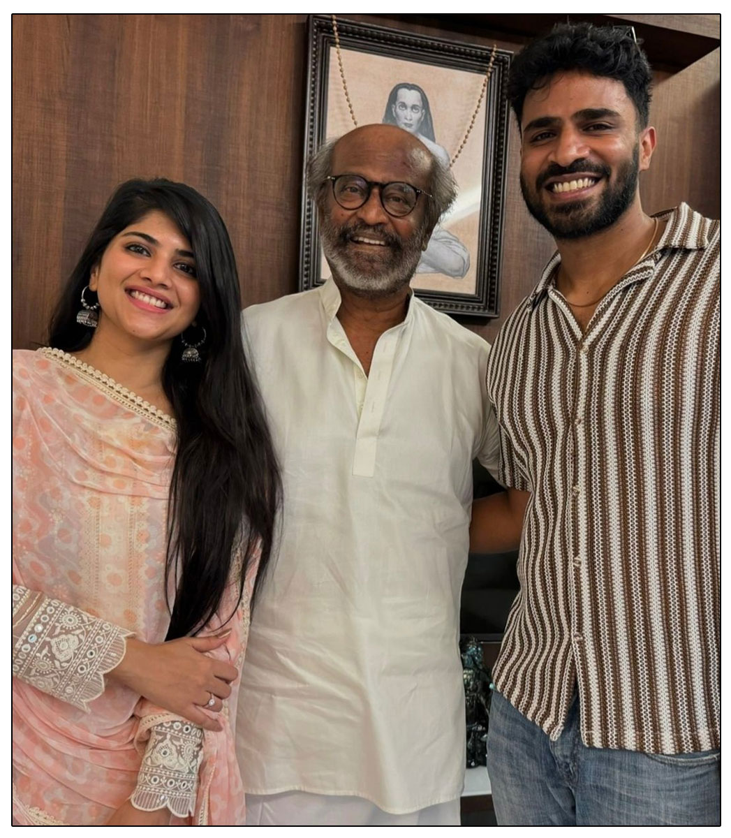 Megha Akash and Saai Vishnu Seek Blessings from Rajinikanth Ahead of Wedding