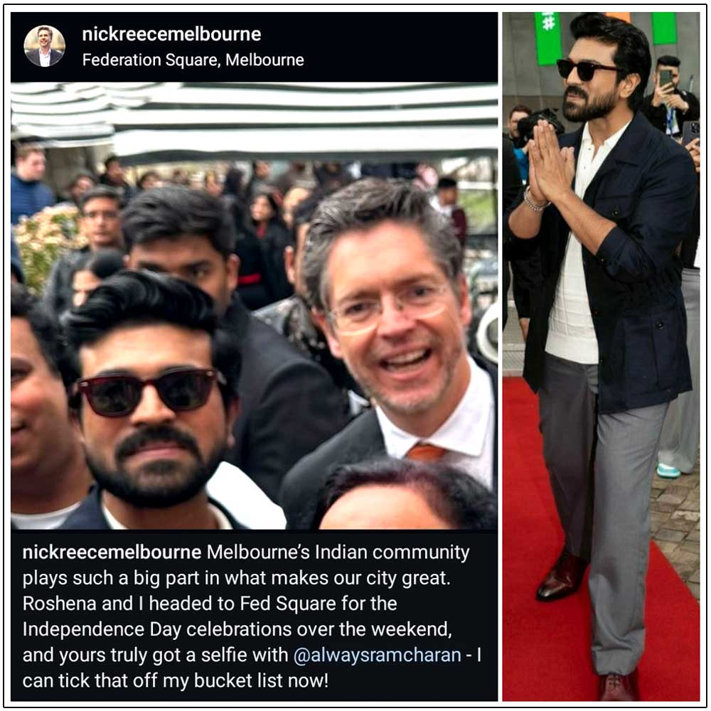 Melbourne Mayor fulfills bucket list with Ram Charan