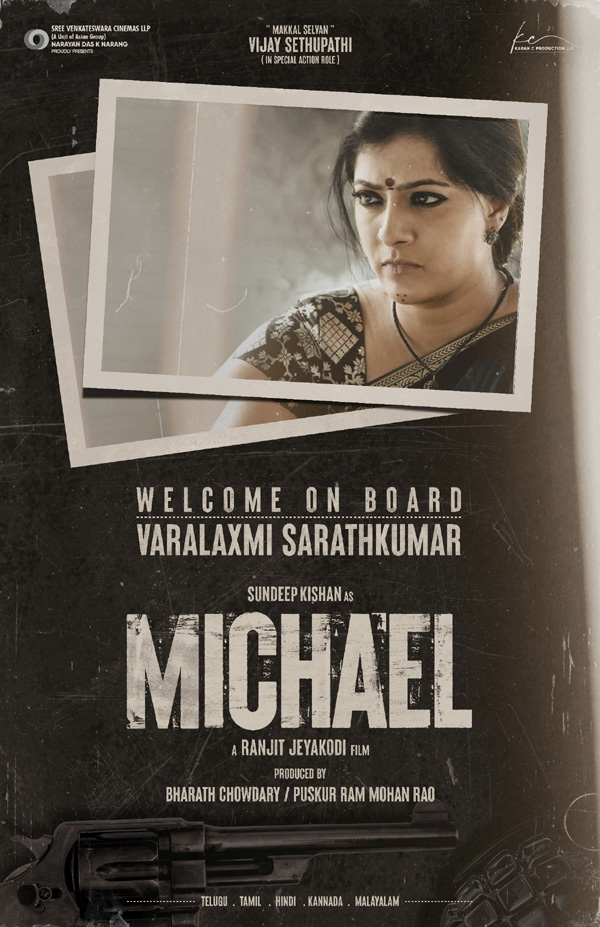 Michael makers welcome Varalakshmi Sarath Kumar