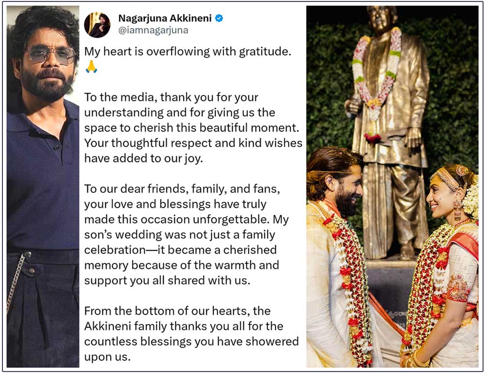 Nagarjuna expresses gratitude after Chay-Sobhita marriage 