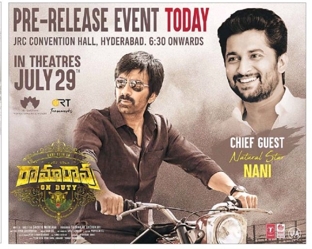 Nani to grace Ramarao On Duty pre-release