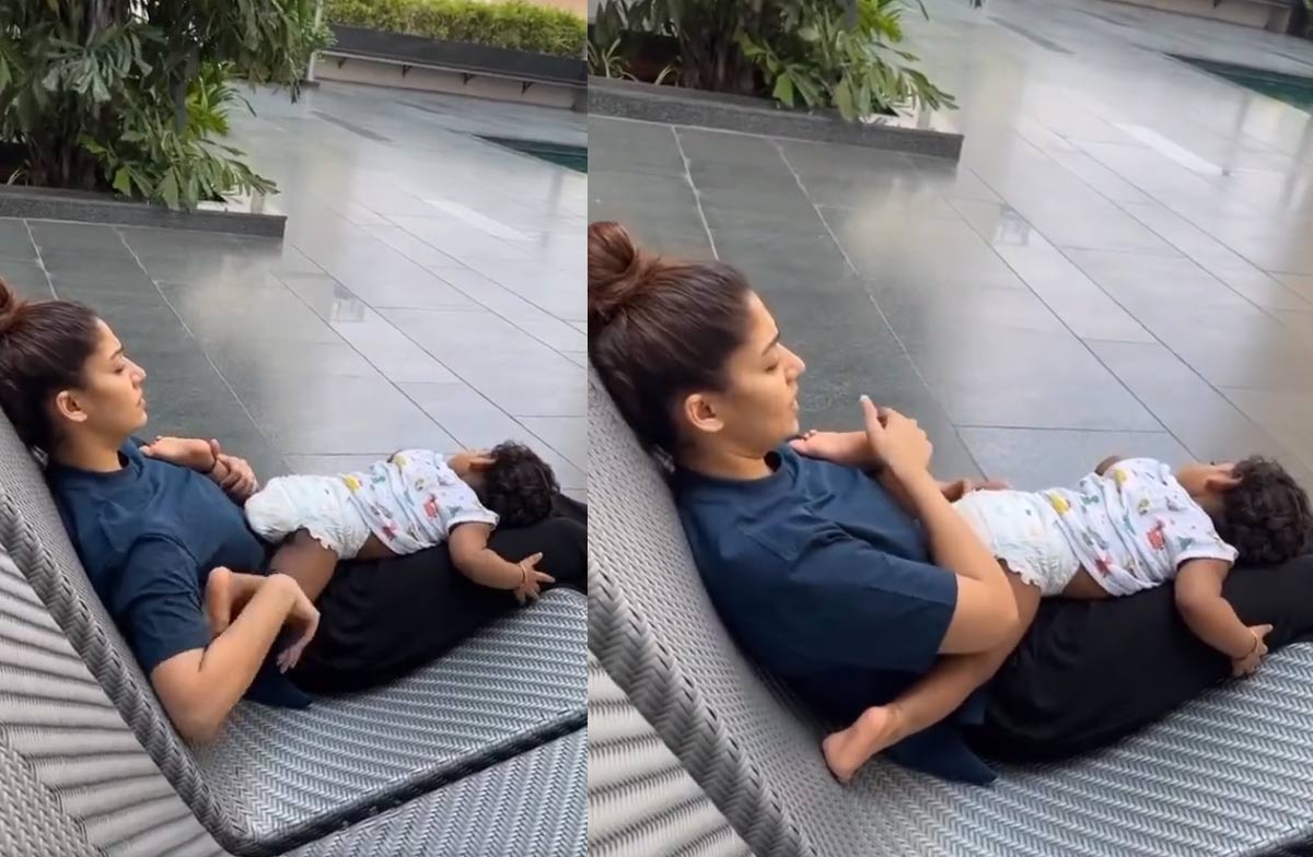 Nayanthara chills out with her son at the pool