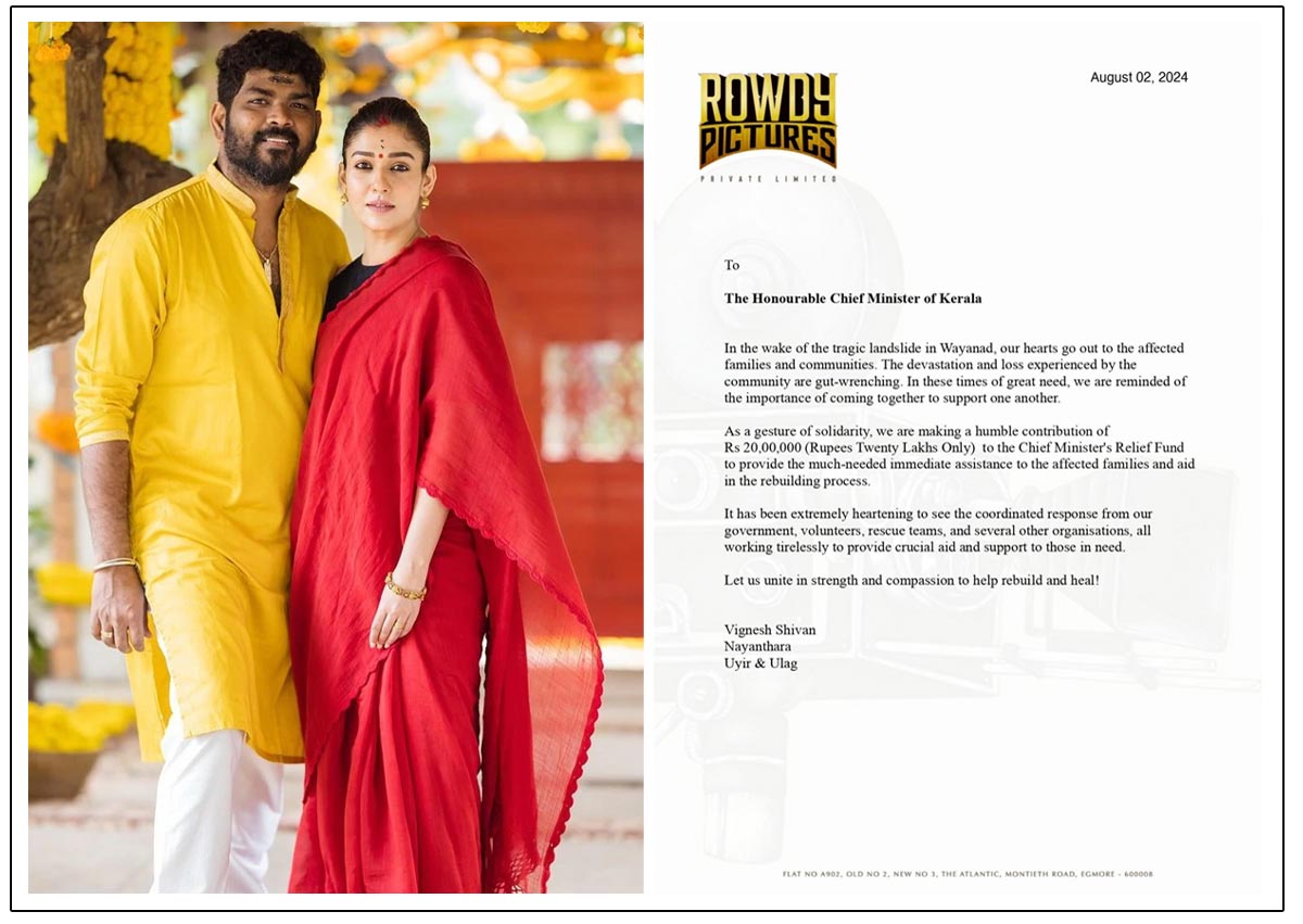 Nayanthara - Vignesh Shivan Aid For Wayanad Landslide