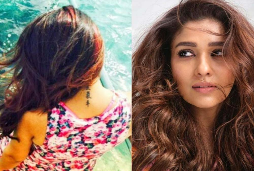 Nayanthara with a tattoo on the neck