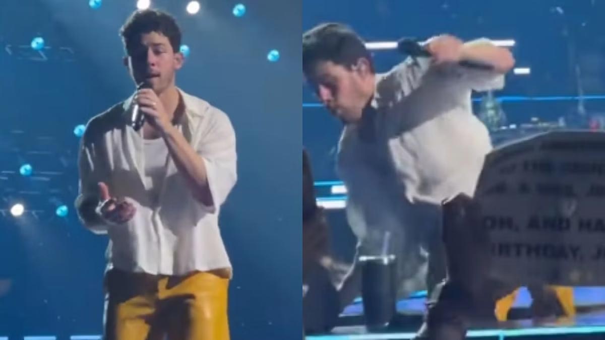 Nick Jonas falls off the stage