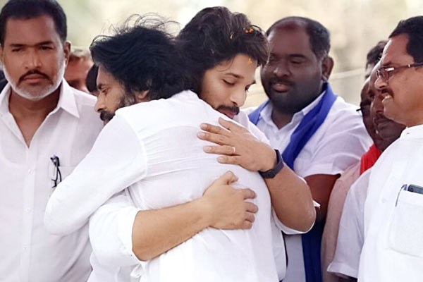 Pawan Kalyan Allu Arjun Hug