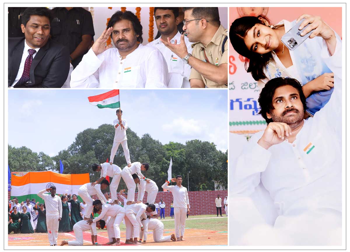 Pawan Kalyan at Independence Day celebrations with Aadya