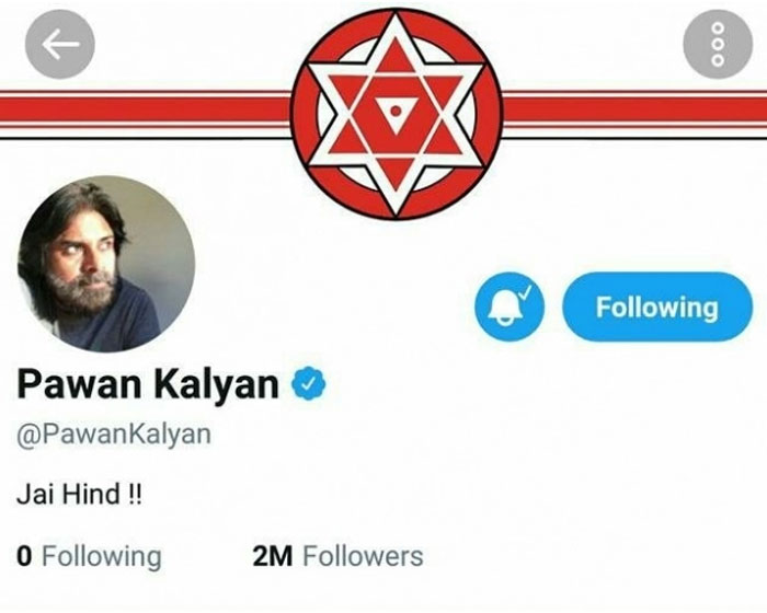 Pawan Kalyan Gets 2M Followers on Twitter