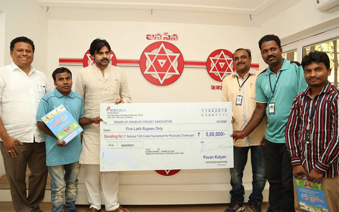 Pawan Kalyan with Disabled Cricketers