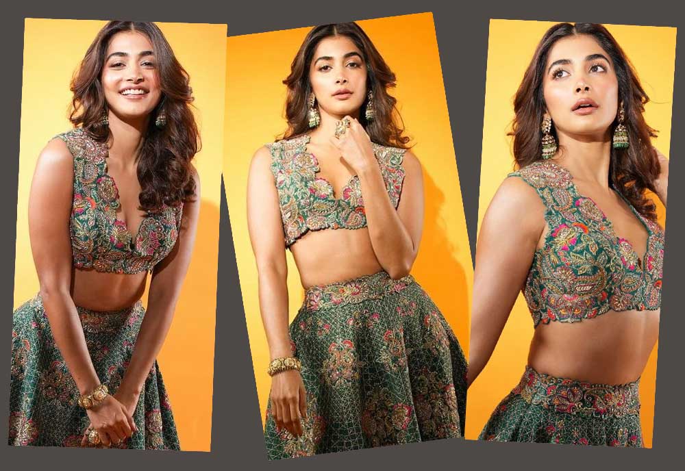 Pooja Hegde looked stunning in a green lehenga