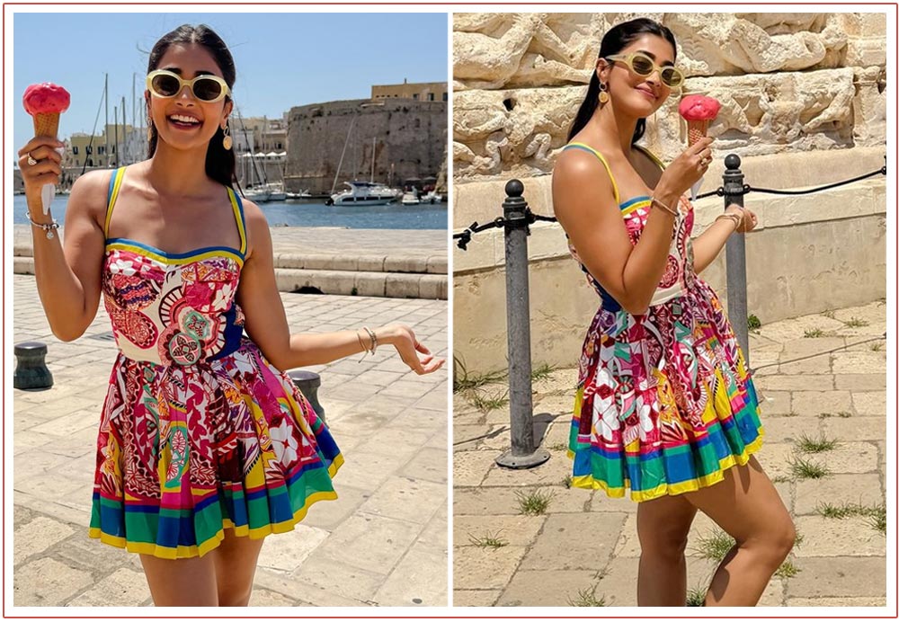 Pooja Hegde radiating a vibrant Mediterranean glow