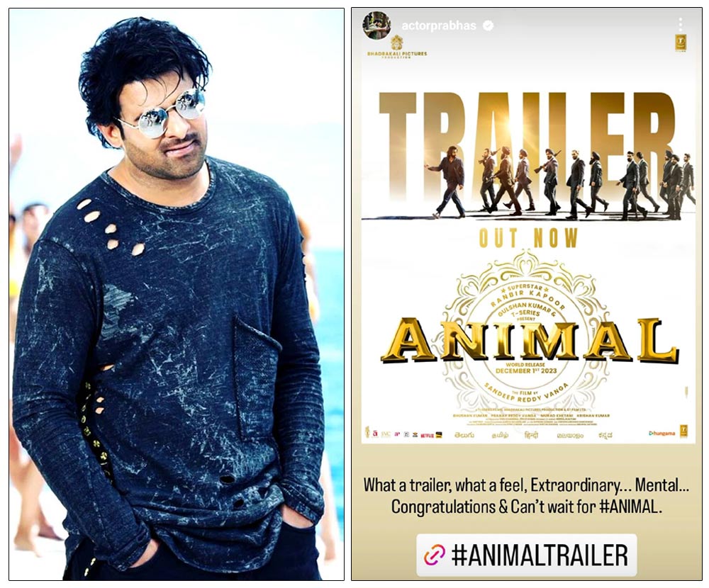 Prabhas Heaps Praises On Animal Trailer