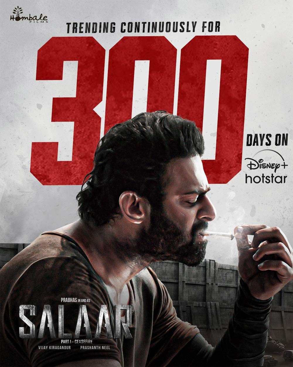 Prabhas Starrer Salaar Trends Continuously on Hotstar for 300 Days