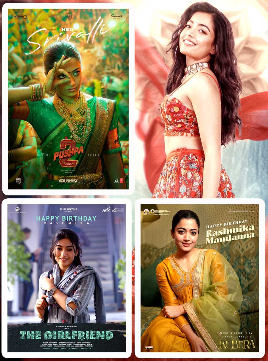 Rashmika B-Day: Pushpa2, The Girlfriend, Kubera Looks Out | Cinejosh.com