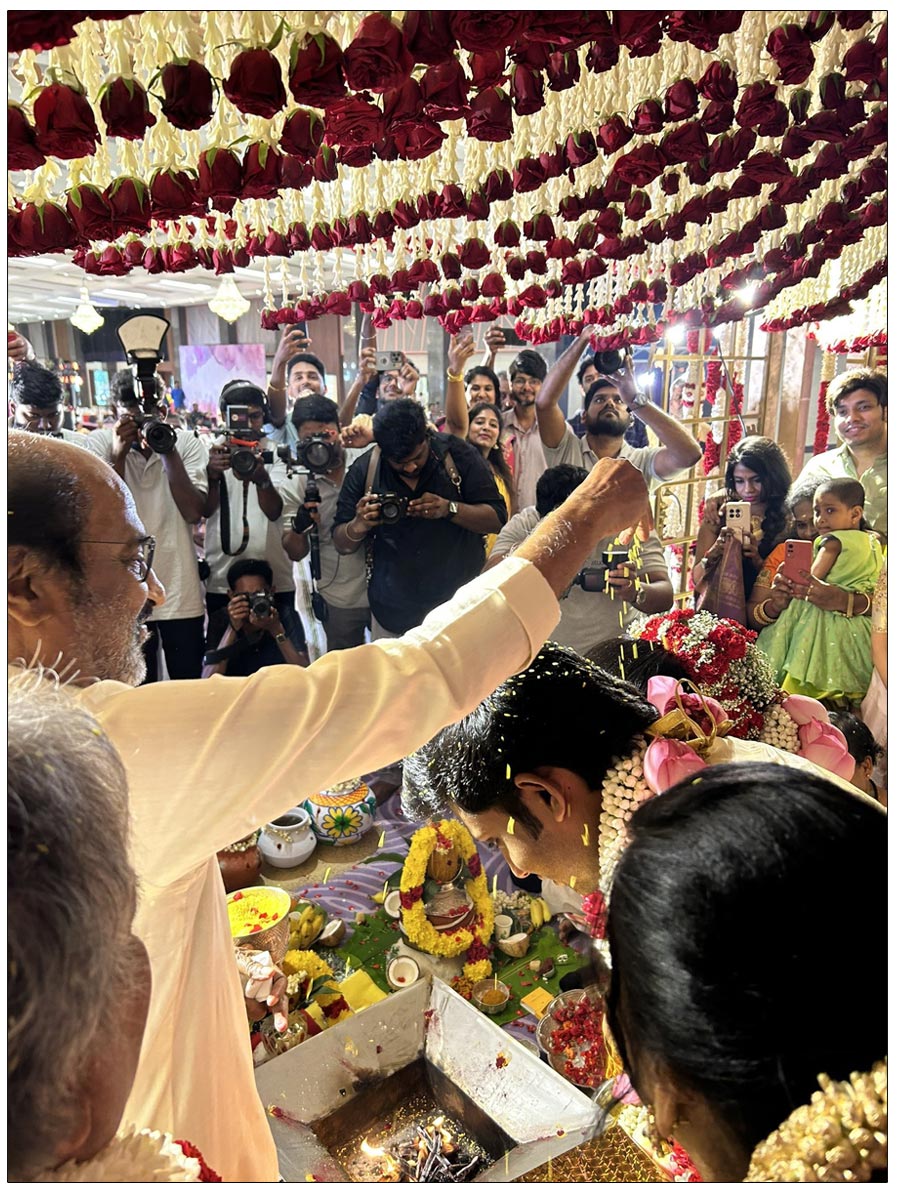 Rajinikanth Attends Rohini Theatre Owner Rhevanth Marriage