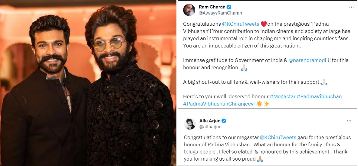 Ram Charan, Allu Arjun wish Chiranjeevi