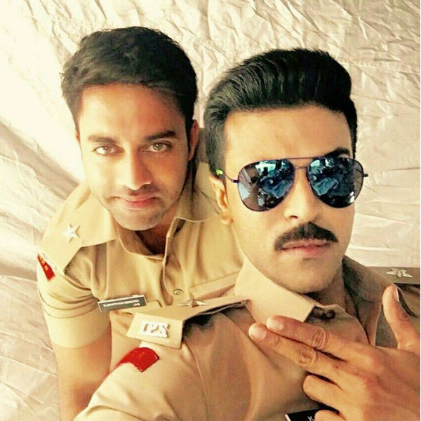 Ram Charan and Hiphop Tamizha from the sets of Dhruva