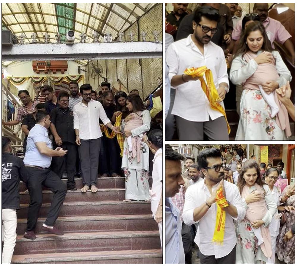 Ram Charan couple visit to Mahalakshmi Temple in Mumbai