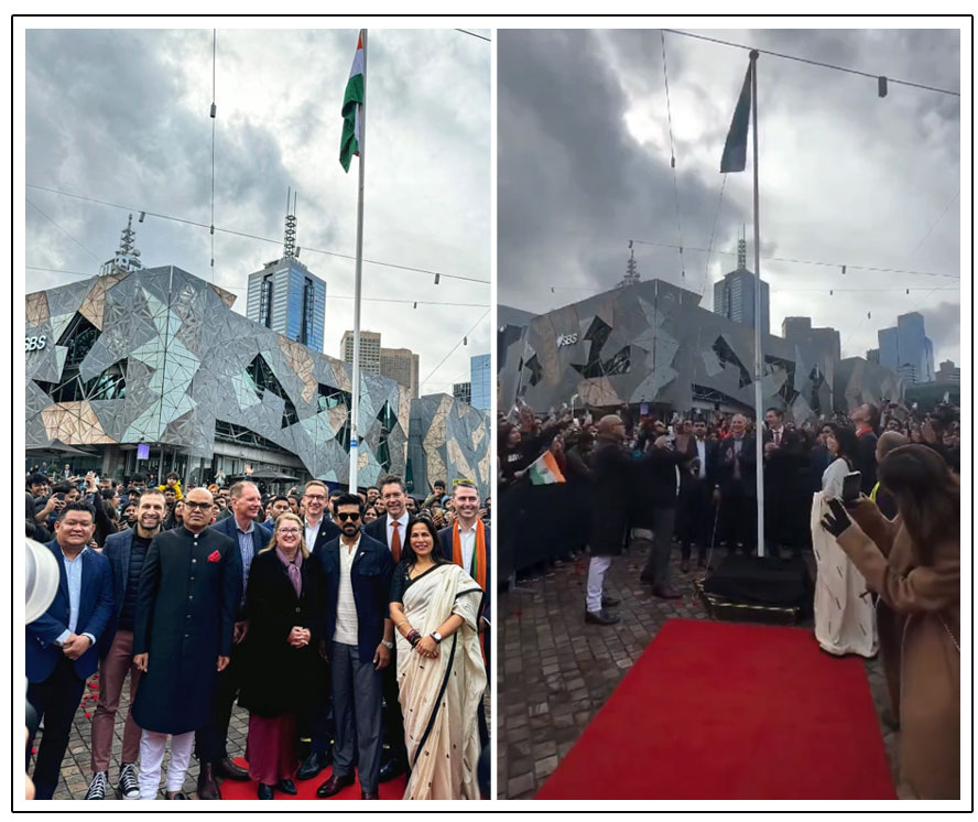 Ram Charan Hoists Indian Tricolor at Federation Square