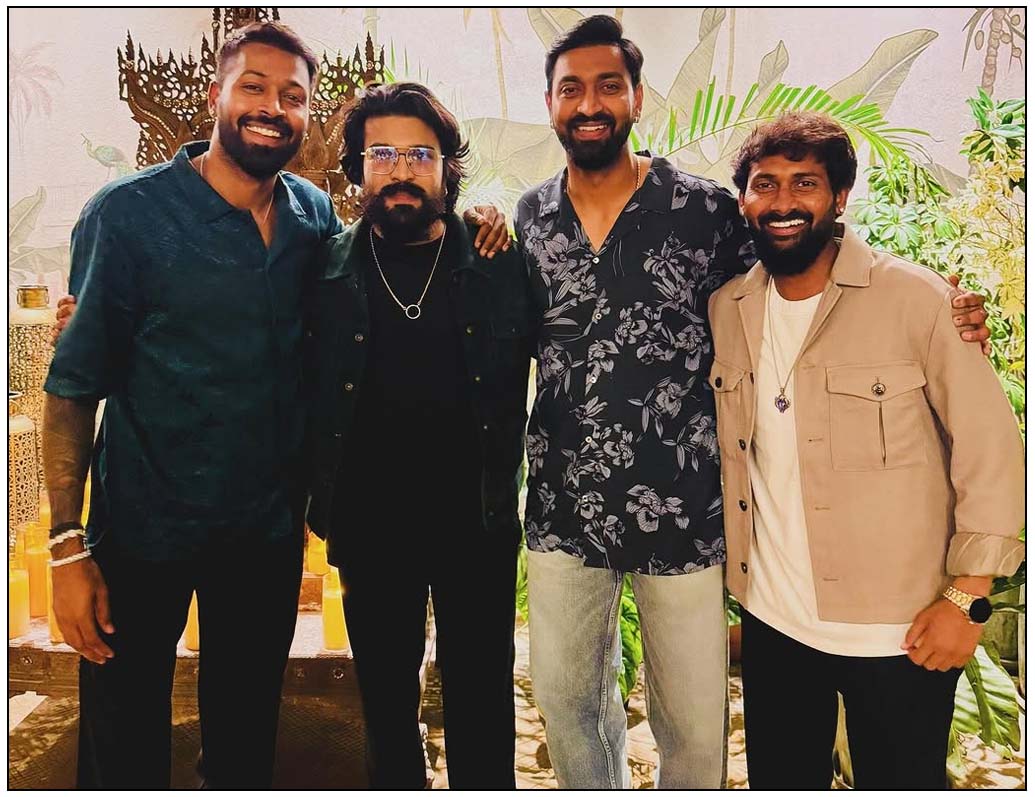 Ram Charan met star cricketers Hardik Pandya and Krunal Pandya