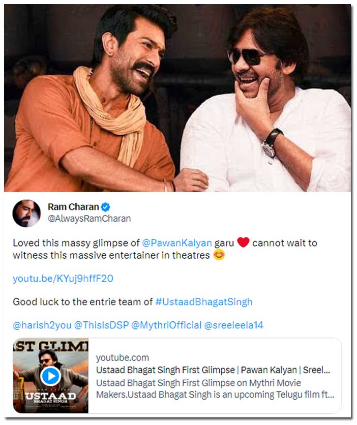 Ram Charan Tweeted about Ustaad Bhagat Singh