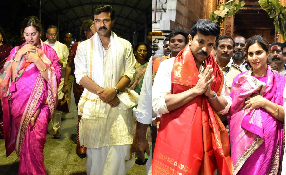 Ram Charan With His Wife Upsi Visits Tirumala Temple