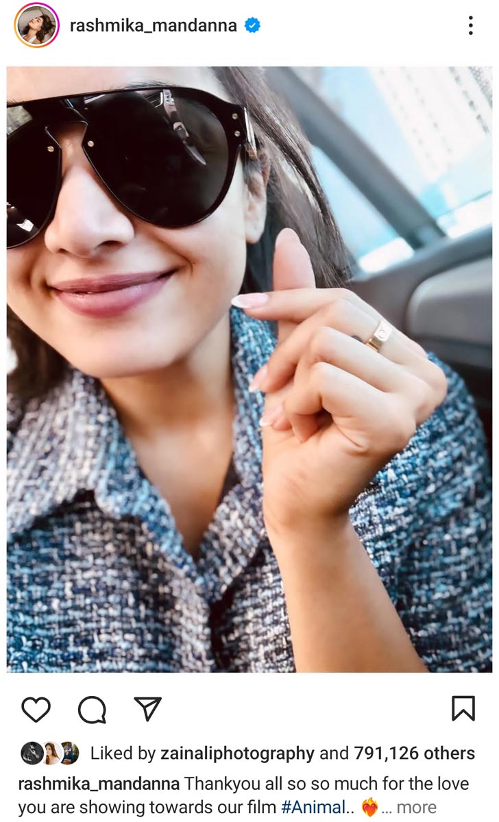  Rashmika Mandanna Instagram Post On Animal Goes Viral 