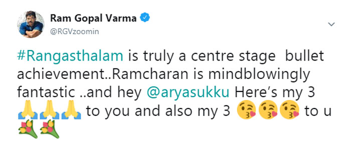 RGV Tweet on Rangasthalam