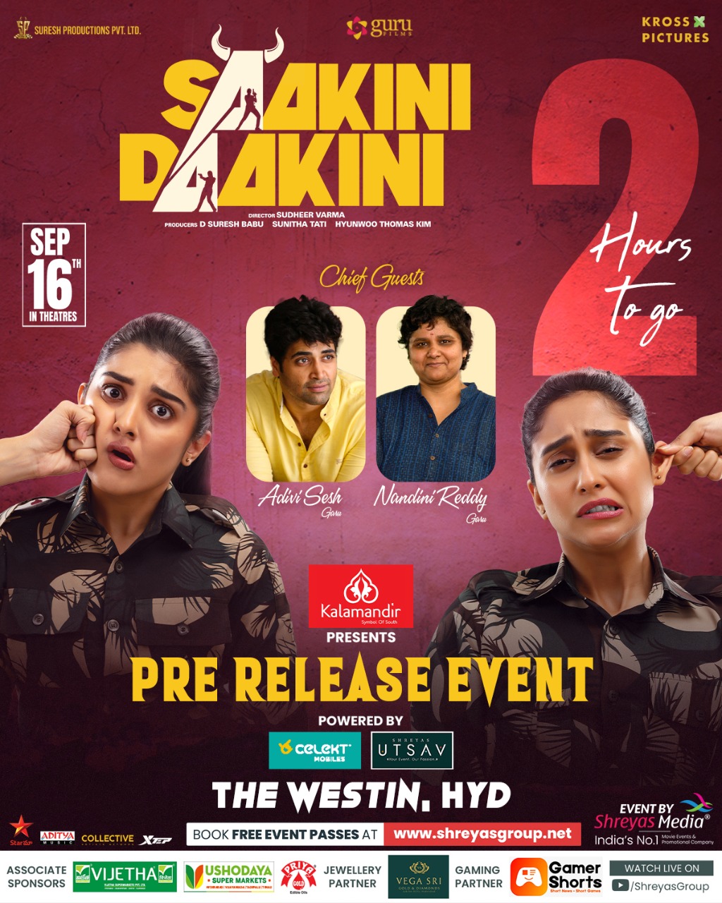  Saakini Daakini movie pre release event time and guests revealed