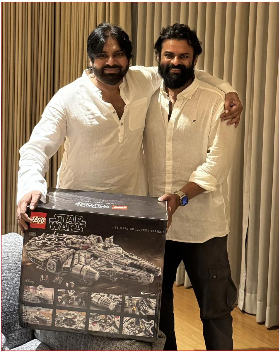 Sai Dharam Tej gifted iconic Star Wars Lego Millennium Falcon to Pawan Kalyan