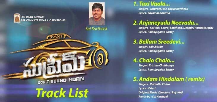 Sai Dharam Tej's 'Supreme' Track List Released