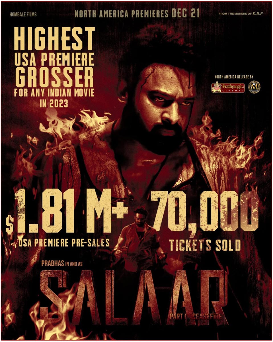 Salaar has set the boxoffice on fire all over the world 