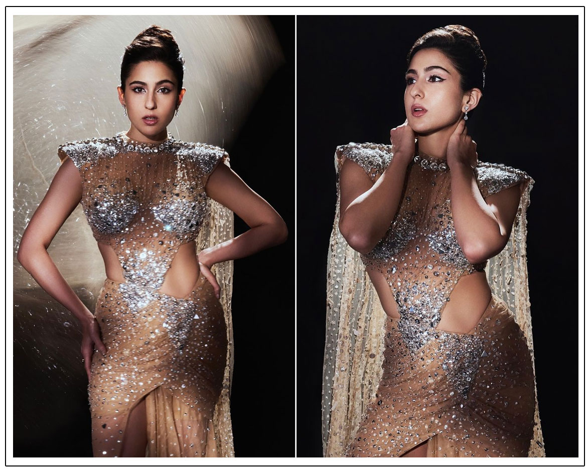 Sara Ali Khan Stuns in Golden and Silver Cutout Dress