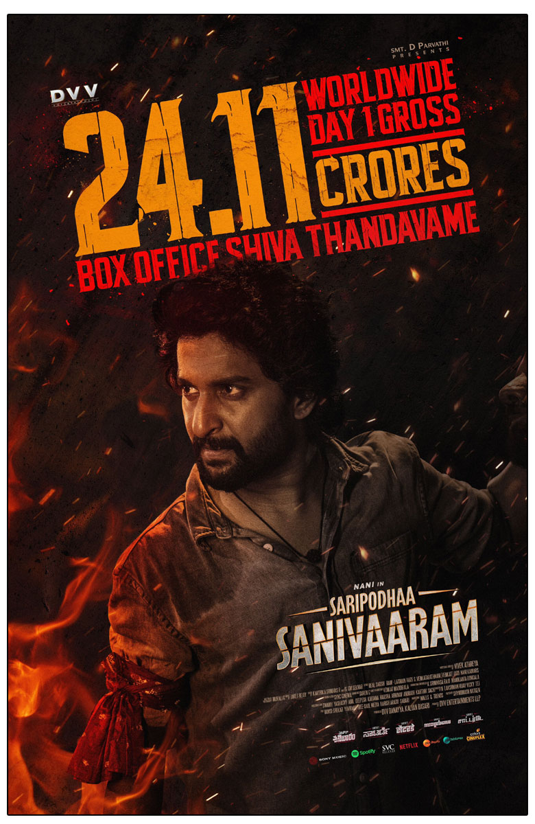 Saripodhaa Sanivaaram earning Rs 24.11 crore gross worldwide on its opening day