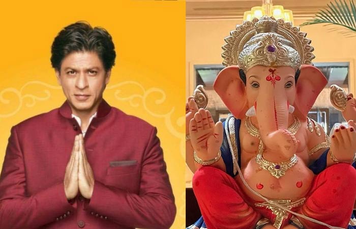 Shahrukh Performs Rituals To Ganapathi Idol At His House Mannat