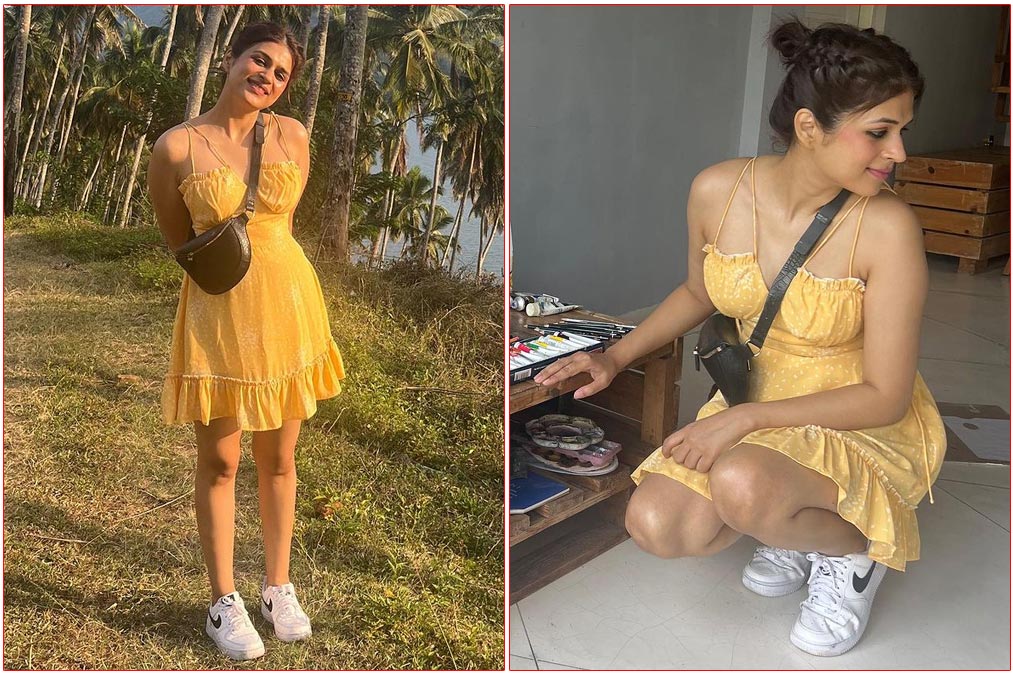 Shraddha Das radiant in a yellow mini dress