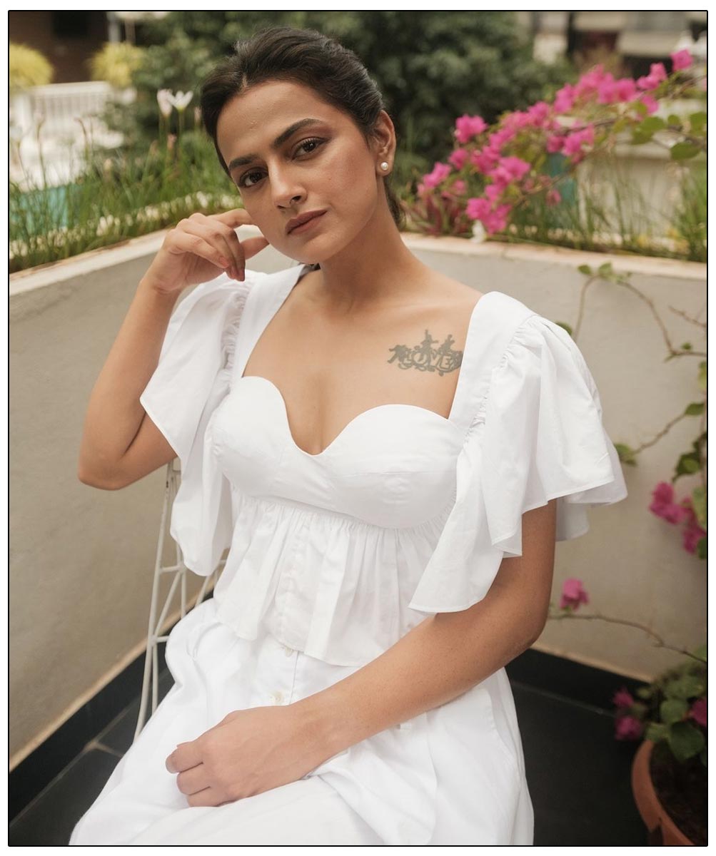 Shraddha Srinath features her dressed in a breathtaking white outfit