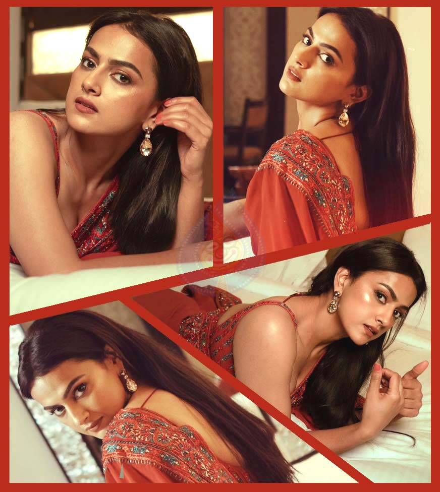 Shraddha Srinath looked stunning in a red saree