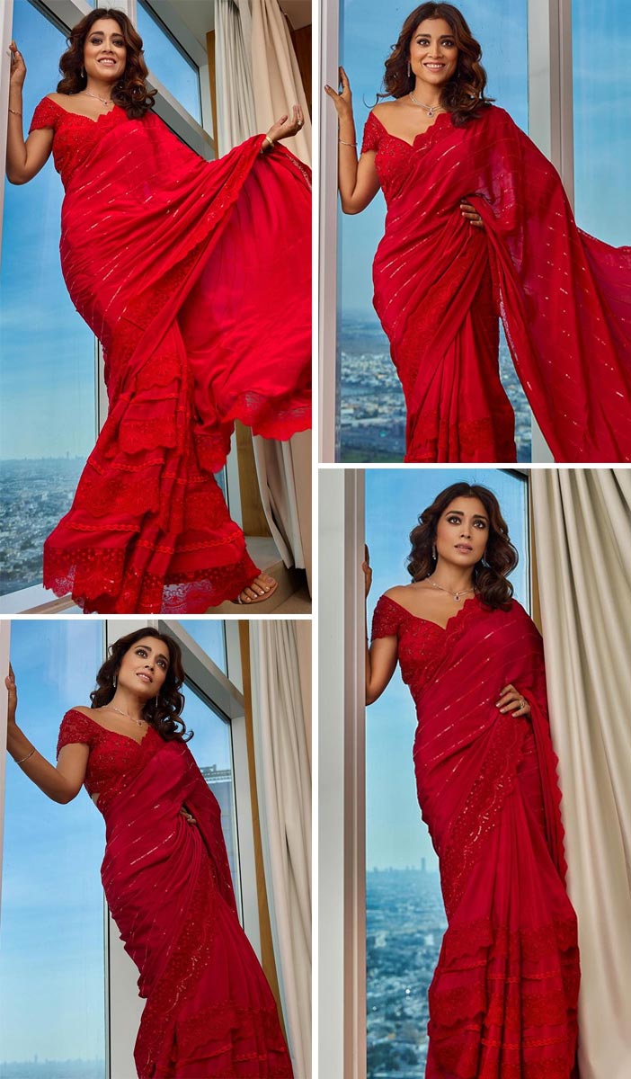  Shriya Saran Steals Hearts In Red