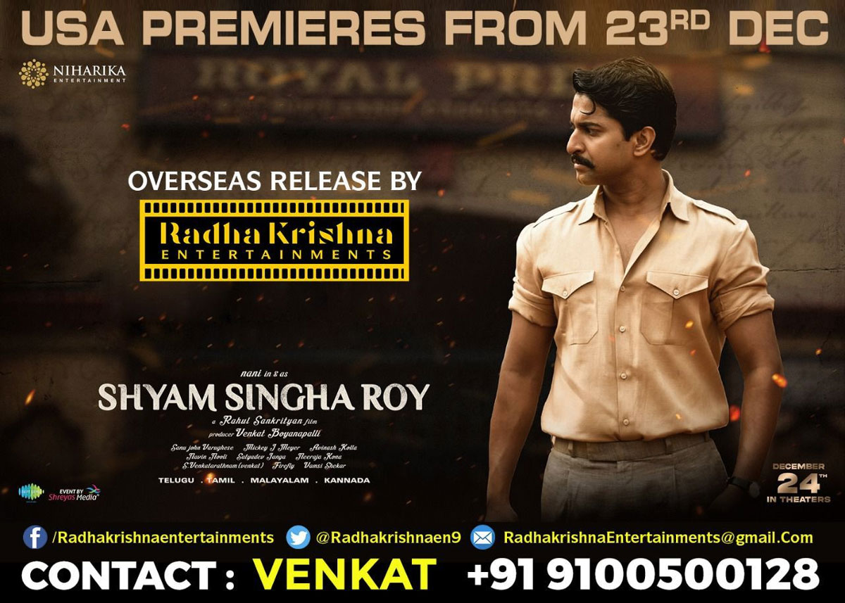 Shyam Singha Roy US premiers on