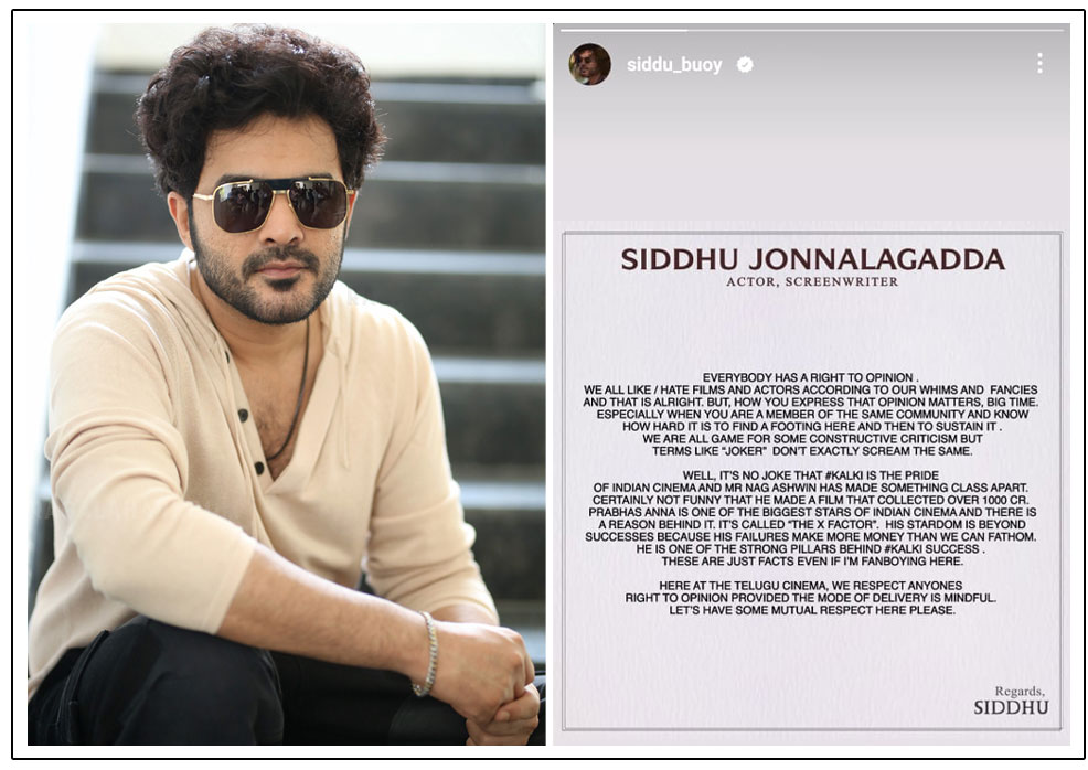 Siddhu Jonnalagadda joining the fray to slam the Arshad Warsi irresponsible comments