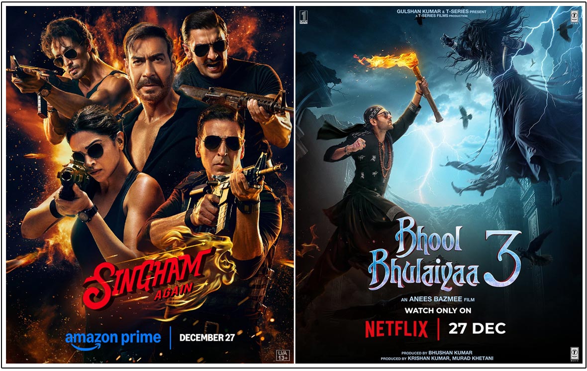 Singham Again - Bhool Bhulaiyaa 3 Are Now Streaming From December 27