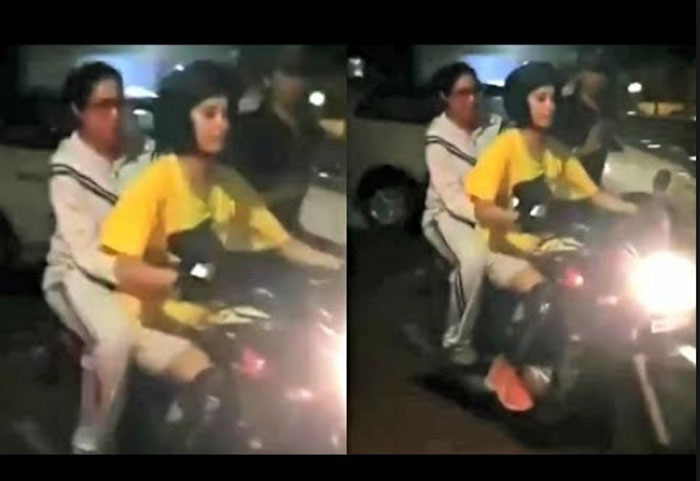 Sridevi and Daughter Jhanvi bike ride