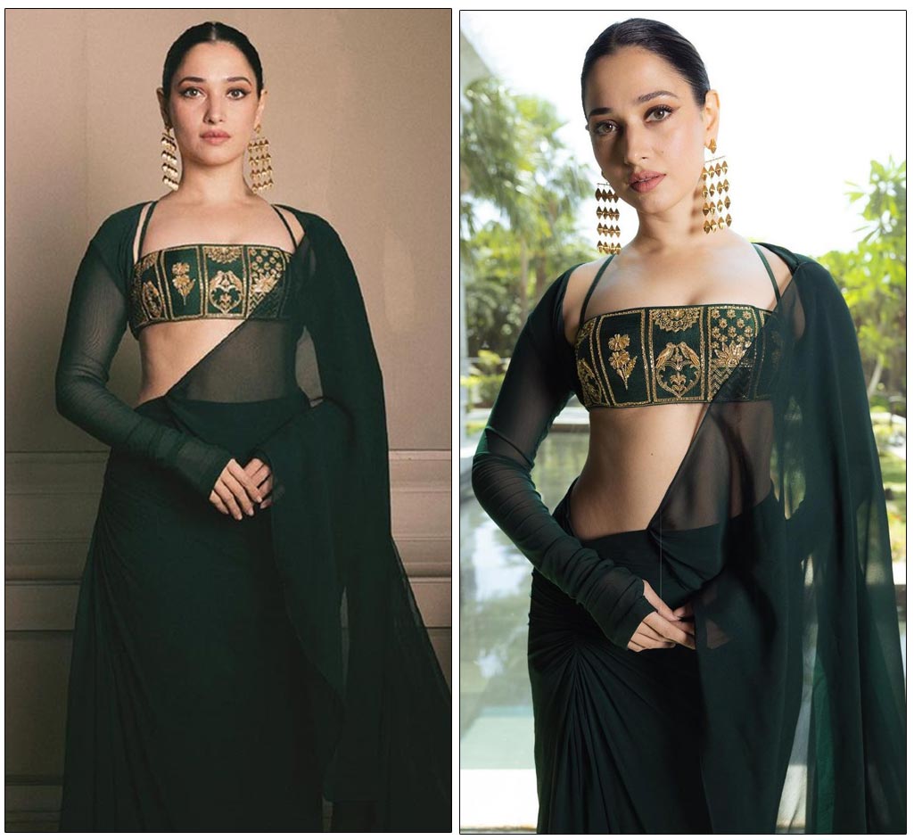 Tamannaah in a stunning green saree 