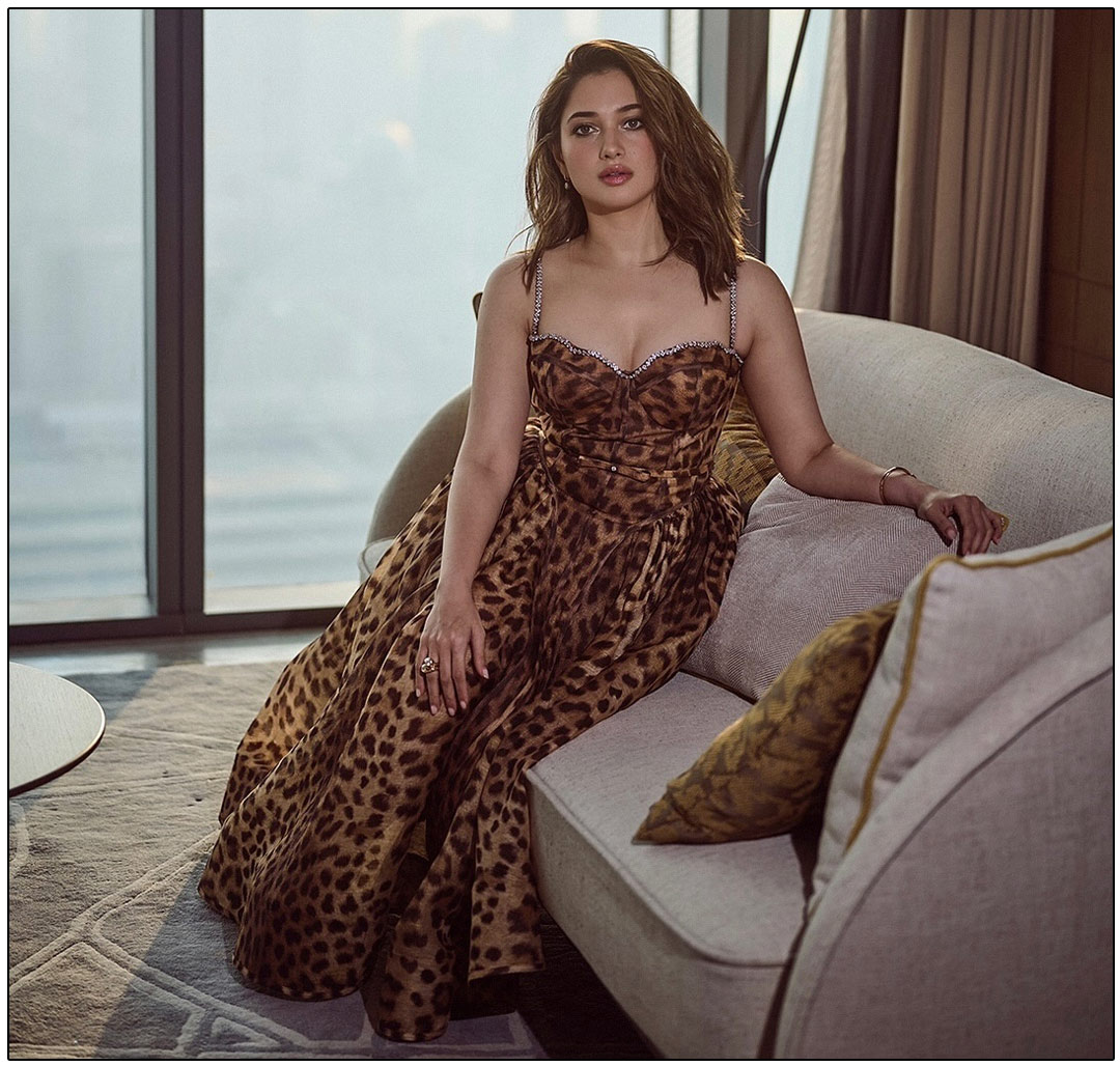 Tamannaah Looks Fabulous In Corset Dress With An Animal Print