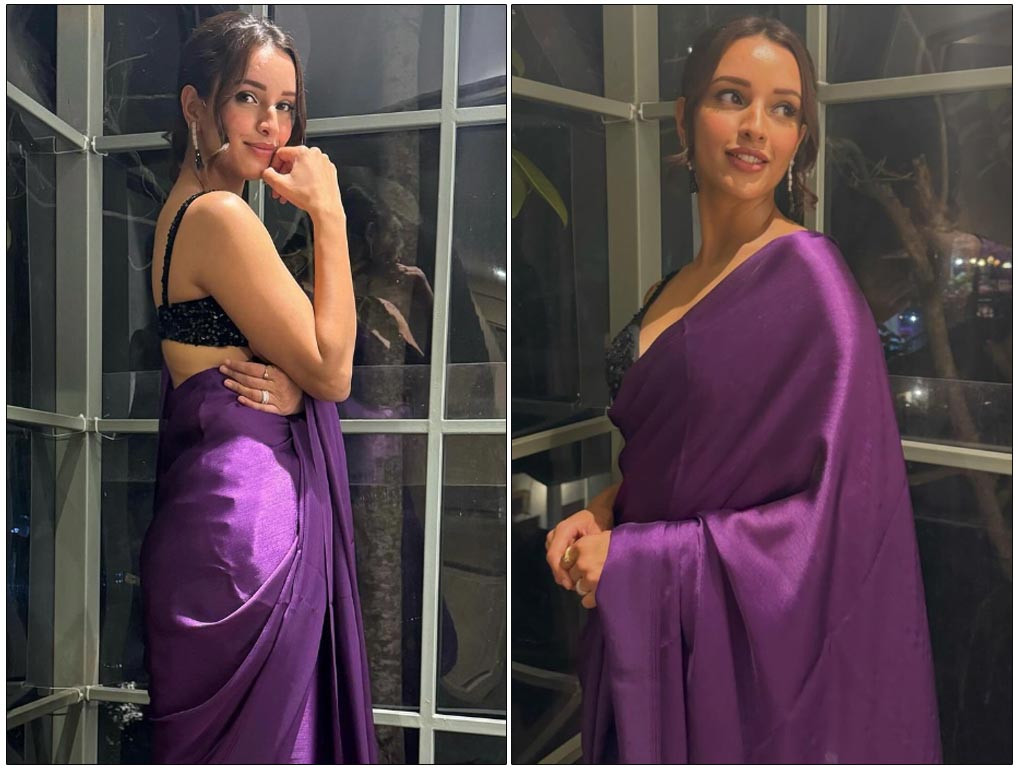 Tripti Dimri Turns Voluptuous In A Purple Saree